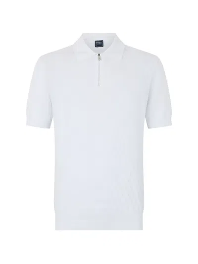 Fedeli Zip-fastening Knit Polo Shirt In Blue