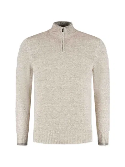 Fedeli Zip-neck Sweater In Neutral