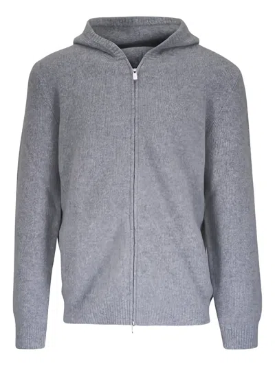 Fedeli Zipped Knitted Jacket In Gray