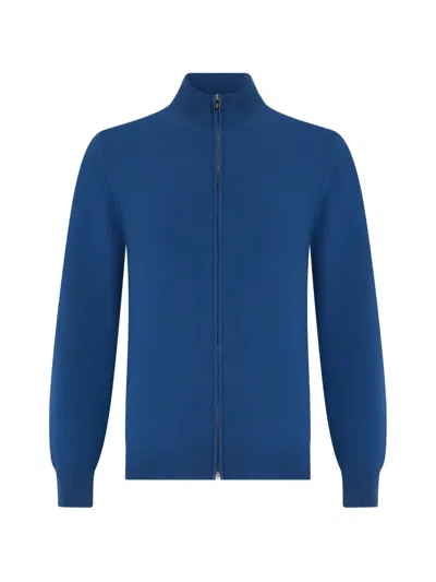 Fedeli Zip-up Cashmere Cardigan In Blue