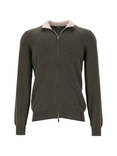 Fedeli Zip-up Cashmere Cardigan In Green