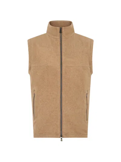 Fedeli Zip-up Cashmere Gilet In Neutral