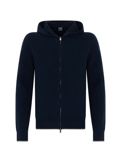 Fedeli Zip-up Cashmere Hoodie In Blue