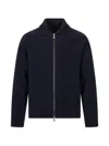 Fedeli Long-sleeve Collared Jacket In Blue