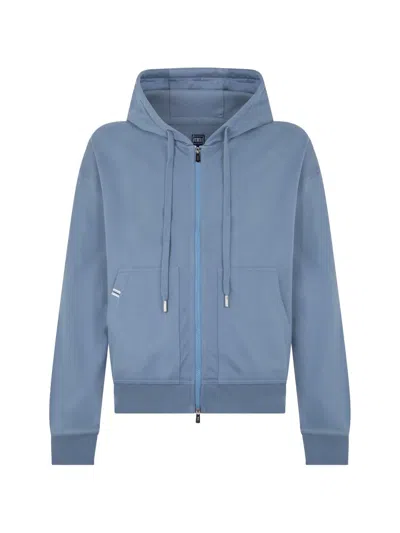 Fedeli Zip-up Drawstring Hoodie In Blue