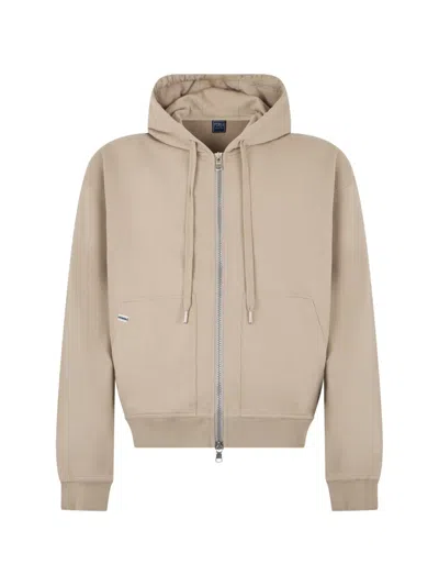 Fedeli Zip-up Drawstring Hoodie In Brown