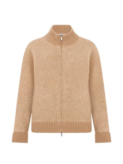 Fedeli Zip-up High-neck Cardigan In Neutral