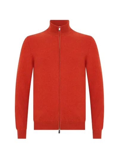 Fedeli Zip-up High-neck Cardigan In Red