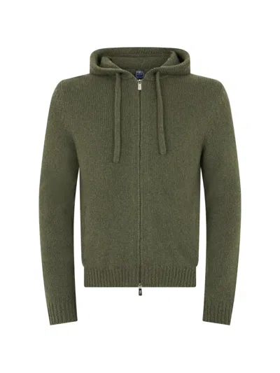 Fedeli Zip-up Hooded Sweater In Green