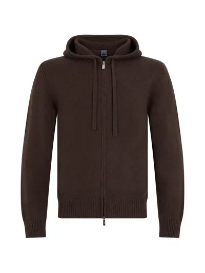 Fedeli Man Cardigan Dark Brown Size 42 Cashmere In Multi