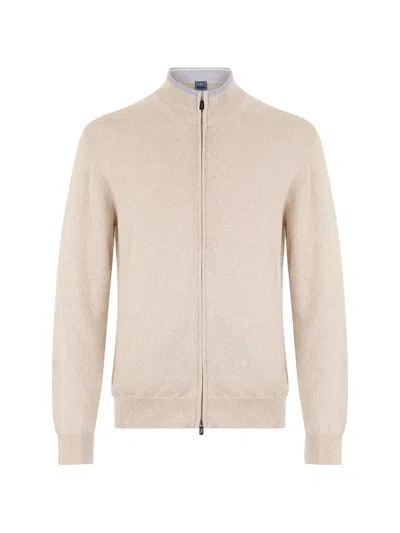 Fedeli Zip-up Long-sleeve Cardigan In Neutral