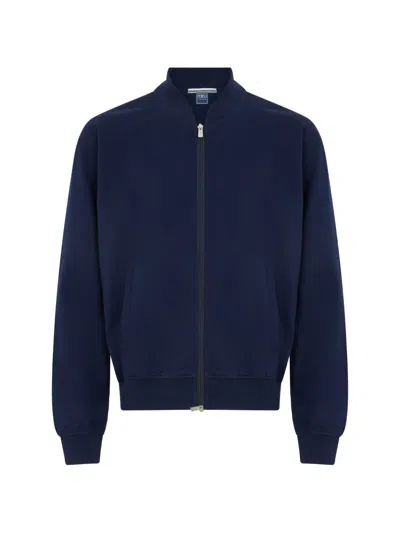 Fedeli Zip-up Ribbed-trim Jacket In Blue