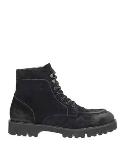 Fedeni Man Ankle Boots Midnight Blue Size 6 Leather In Black