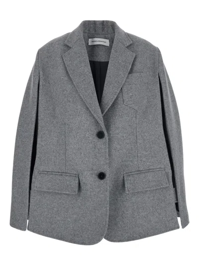 Federica Bombaci Split-sleeve Wool Jacket In Gray