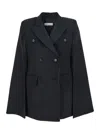 Federica Bonifaci Black Oversize Jacket With Peak Revers And Long Wide Sleeves In Cotton Blend Woman In Black