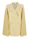 Federica Bonifaci Double-breasted Cape Jacket With Subtle Sheen In Beige