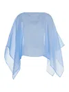 Federica Bonifaci Light-blue Cape With Long Wide Sleeves And Finishes On The Edges In Silk Woman In Blue