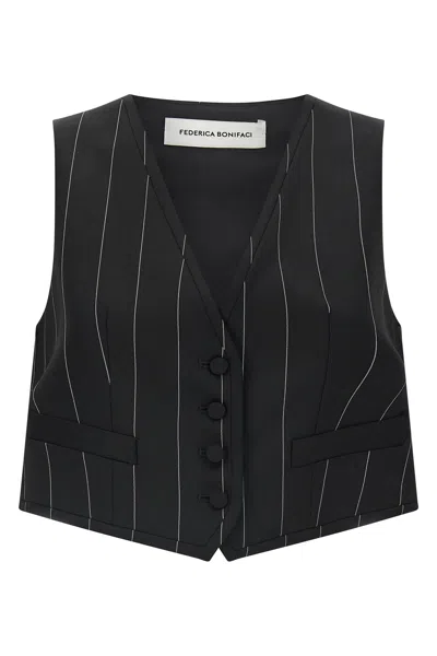 Federica Bonifaci Pinstripe-pattern Waistcoat In Black