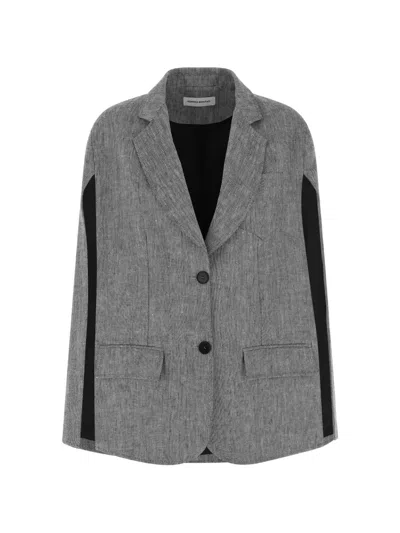 Federica Bonifaci Single-breasted V-neck Cape In Gray
