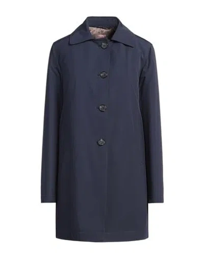 Federica Garoni Collection Woman Overcoat & Trench Coat Navy Size 6 Polyester, Cotton