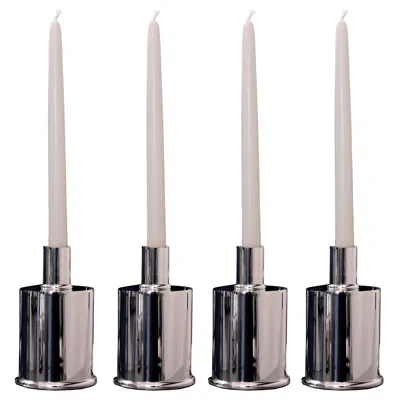 Pre-owned Federica Paoli Handcrafted Silver-plated Brass Candle Holders Set By
