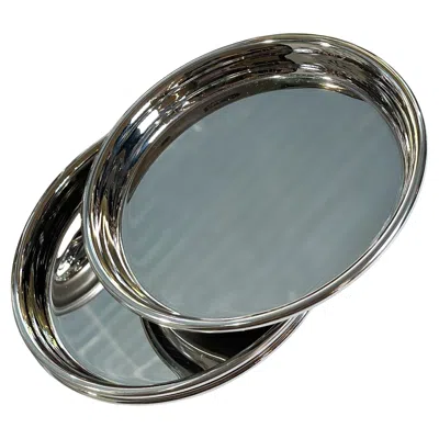 Pre-owned Federica Paoli Set Of 12 Supermirror Stainless Steel Coasters By , Made In Italy In Silver