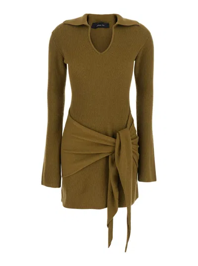 Federica Tosi Abito Corto Misto Cashmere Con Nodo In Green