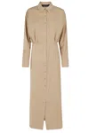 Federica Tosi Desert-coloured Striped Viscose Blend Chemisier Dress In Deserto