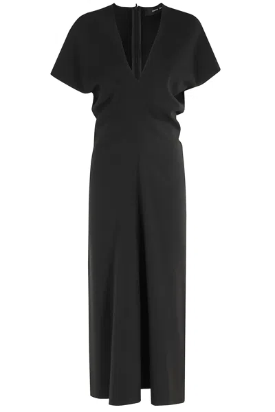 Federica Tosi V-neck Short-sleeve Midi Dress In Black