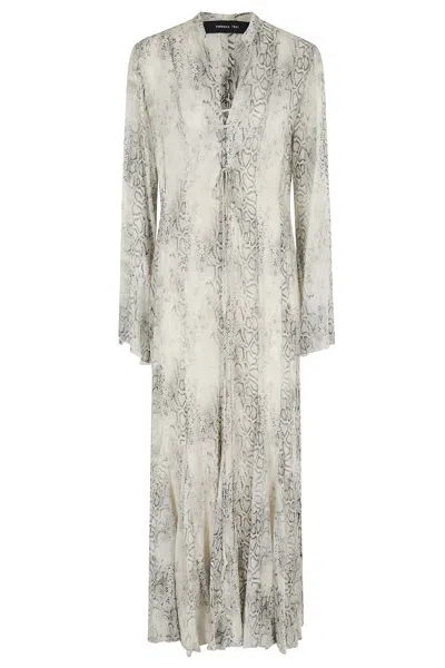 Federica Tosi Abito Lungo Con Lacci In Georgette Stampa Pitone In Gray