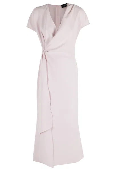 Federica Tosi Abito Lungo Drappeggiato Scollo V In Cady In Neutral