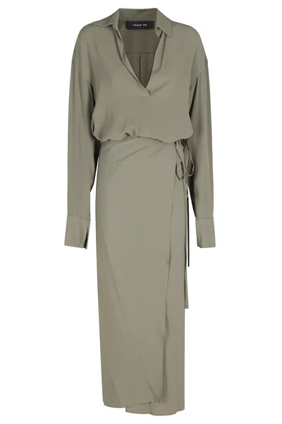 Federica Tosi Abito Lungo Pareo Crepe De Chine In Gold