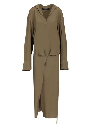 Federica Tosi Abito Lungo Pareo Crepe De Chine Dresses Green