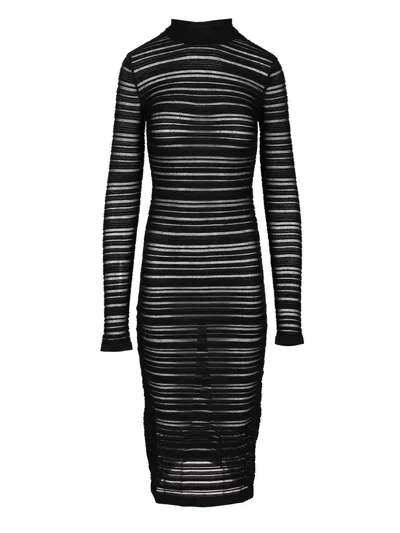 FEDERICA TOSI ABITO MIDI VISCOSA CON TRASPARENZE DRESSES BLACK