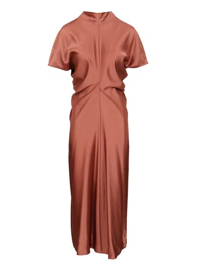 Federica Tosi Abito Sbieco Raso Viscosa Dresses Brown