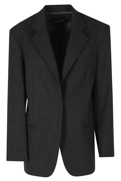 Federica Tosi Anthracite Frescolana Single-breasted Oversized Polyester-blend Blazer In Black