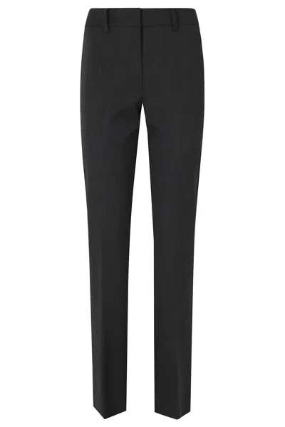 Federica Tosi Anthracite Frescolana Straight-leg Polyester-blend Pants In Black