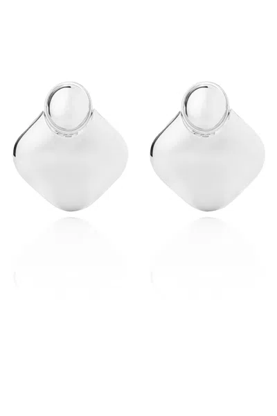 Federica Tosi Argento Lily Clip Closure 925 Silver Plated Bronze Metal Earrings In Metallic