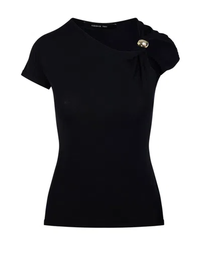 Federica Tosi Asymmetric Button Top In Black