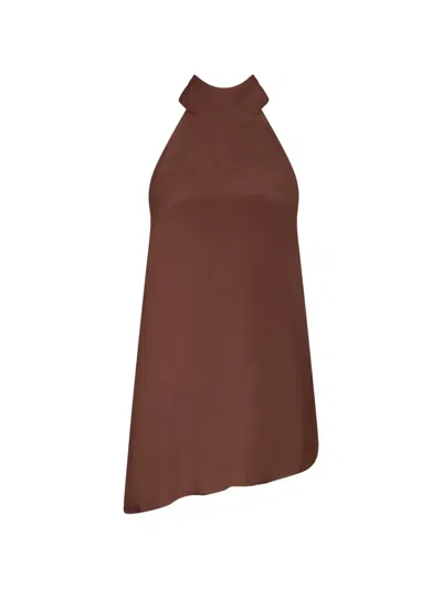 Federica Tosi Asymmetric Crepe Top In Brown