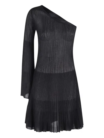 Federica Tosi Asymmetric Pleated Dress In Black