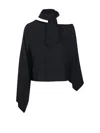 FEDERICA TOSI FEDERICA TOSI ASYMMETRICAL BLACK BLOUSE WITH NECK TIE