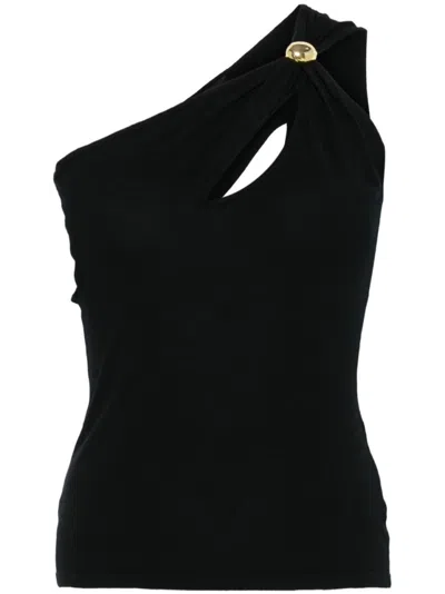 Federica Tosi Asymmetrical Black Tank Top With Cut-out Detail