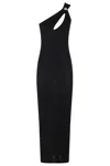 Federica Tosi Black Long Dress With Jewel Detail On The Front In Black