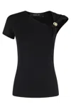 Federica Tosi Asymmetrical Black Top With Brooch Detailing