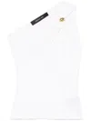 Federica Tosi Jewel Embellished Asymmetrical Neckline Top In White