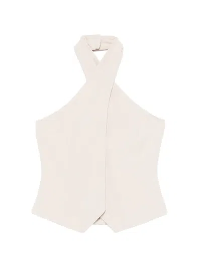 Federica Tosi Backless Button Jacket In White