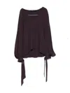 Federica Tosi Ballon-sleeve Cut-out Blouse In Burgundy