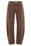 Federica Tosi Balloon Jeans With Contrast Stitching And Relaxed Fit In Brown