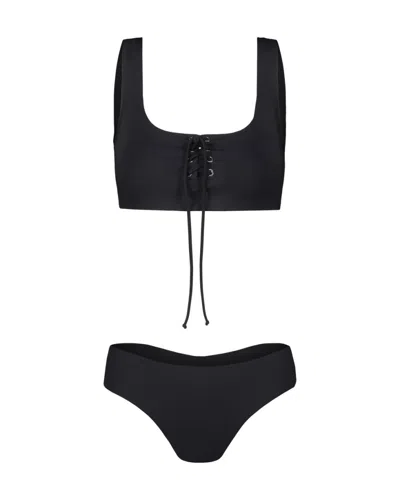 Federica Tosi Bandeau White Bikini In Black